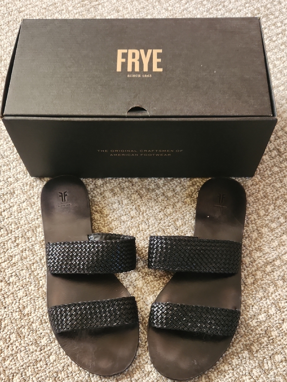 Frye Ruth Black Woven Slide Size 9M
